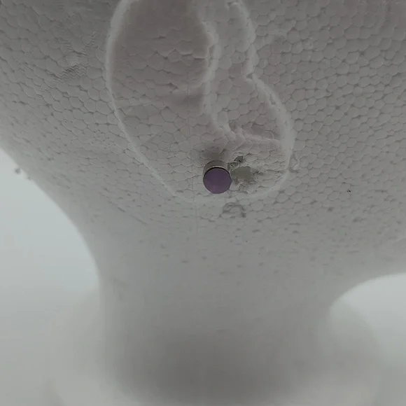 Silver Toned Purple Round Focus Stud Earring - Picture 2 of 7